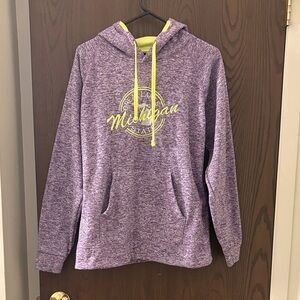 Never Worn Michigan Purple & Neon Green Hooded Sweatshirt